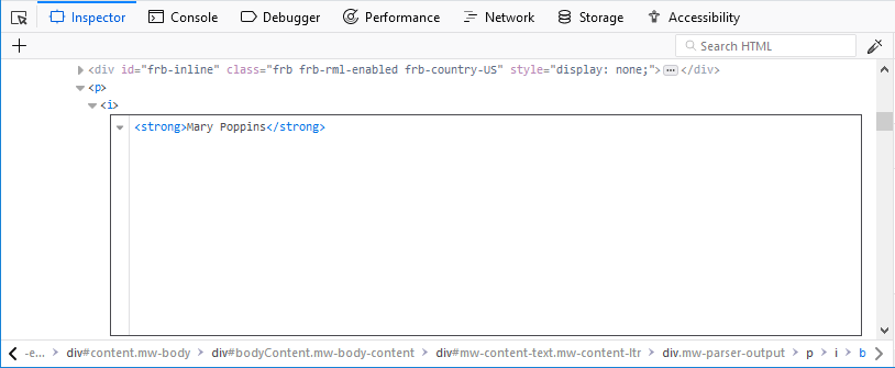 Edit HTML directly in the Inspector panel in Firefox 57